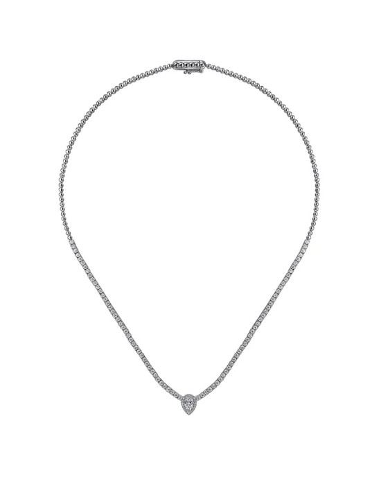 Gabriel & Co. Lusso Collection Pear Station Diamond Inline Necklace